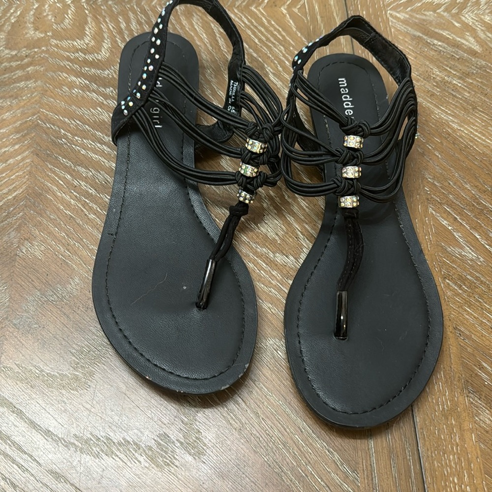 Madden Girl Black Sparkly Gladiator Sandals, 8.5M